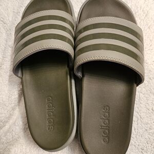 Adidas platform slides , 10, olive green